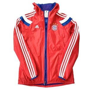 adidas Germany FC Bayern Munchen Nylon Anthem Jacket - Red, Blue, White, Men’s S
